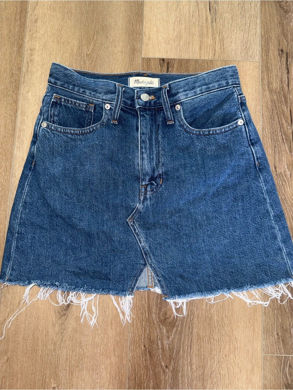 Madewell Dark Blue Wash Denim Rigid A-Line Jean Skirt size 25